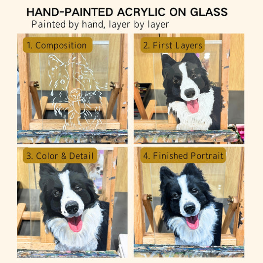 Close-up of a finished hand-drawn pet portrait