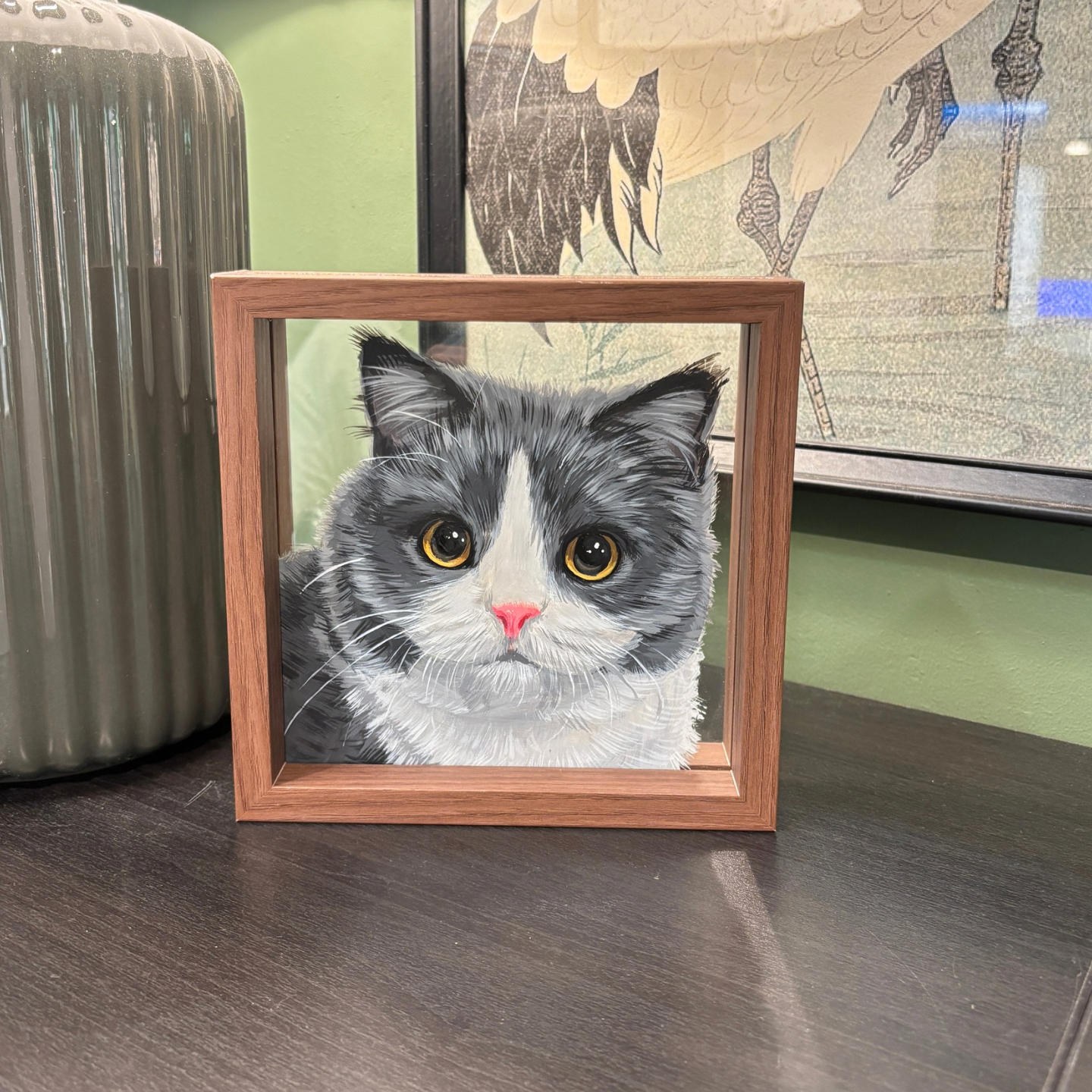 Custom pet portrait size guide and pricing infographic