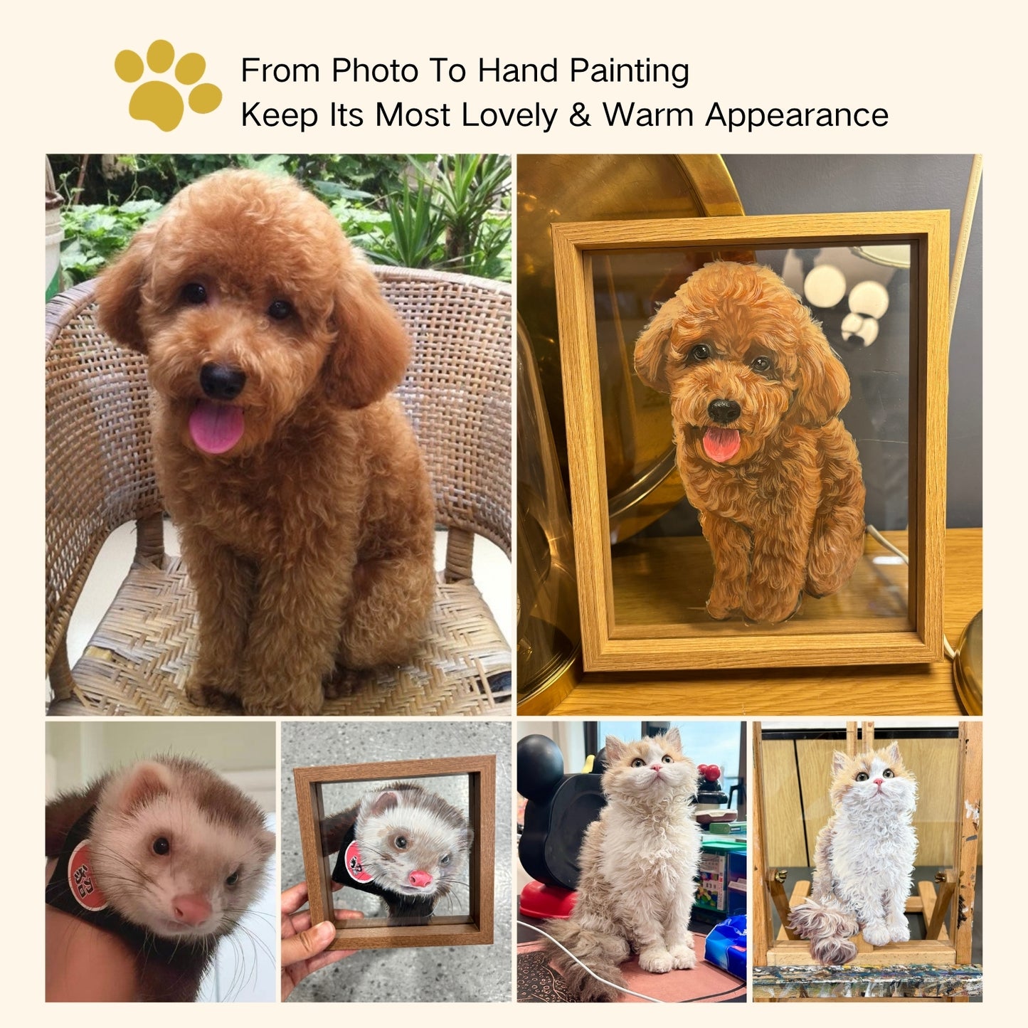 Custom Hand-Drawn Glass Pet Portrait Memorial