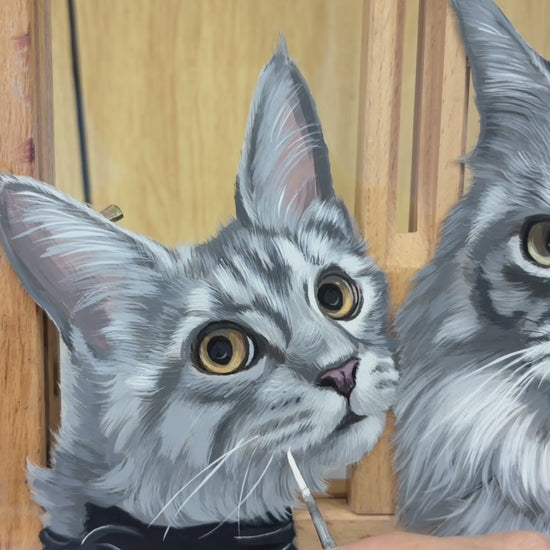 Hand-drawn pet portrait timelapse — 4:3 close-up view of the drawing process by James