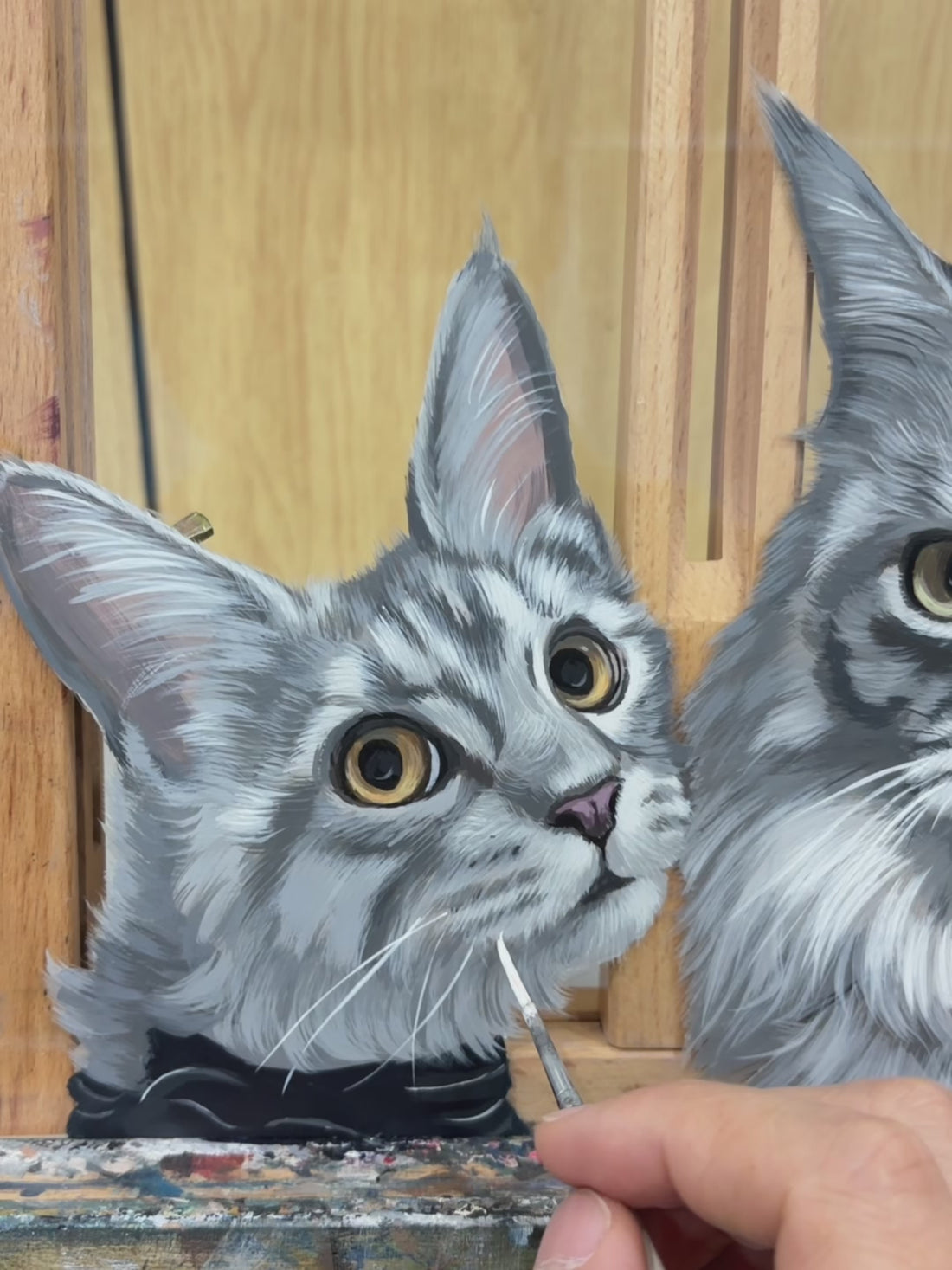 Hand-drawn pet portrait timelapse — 4:3 close-up view of the drawing process by James